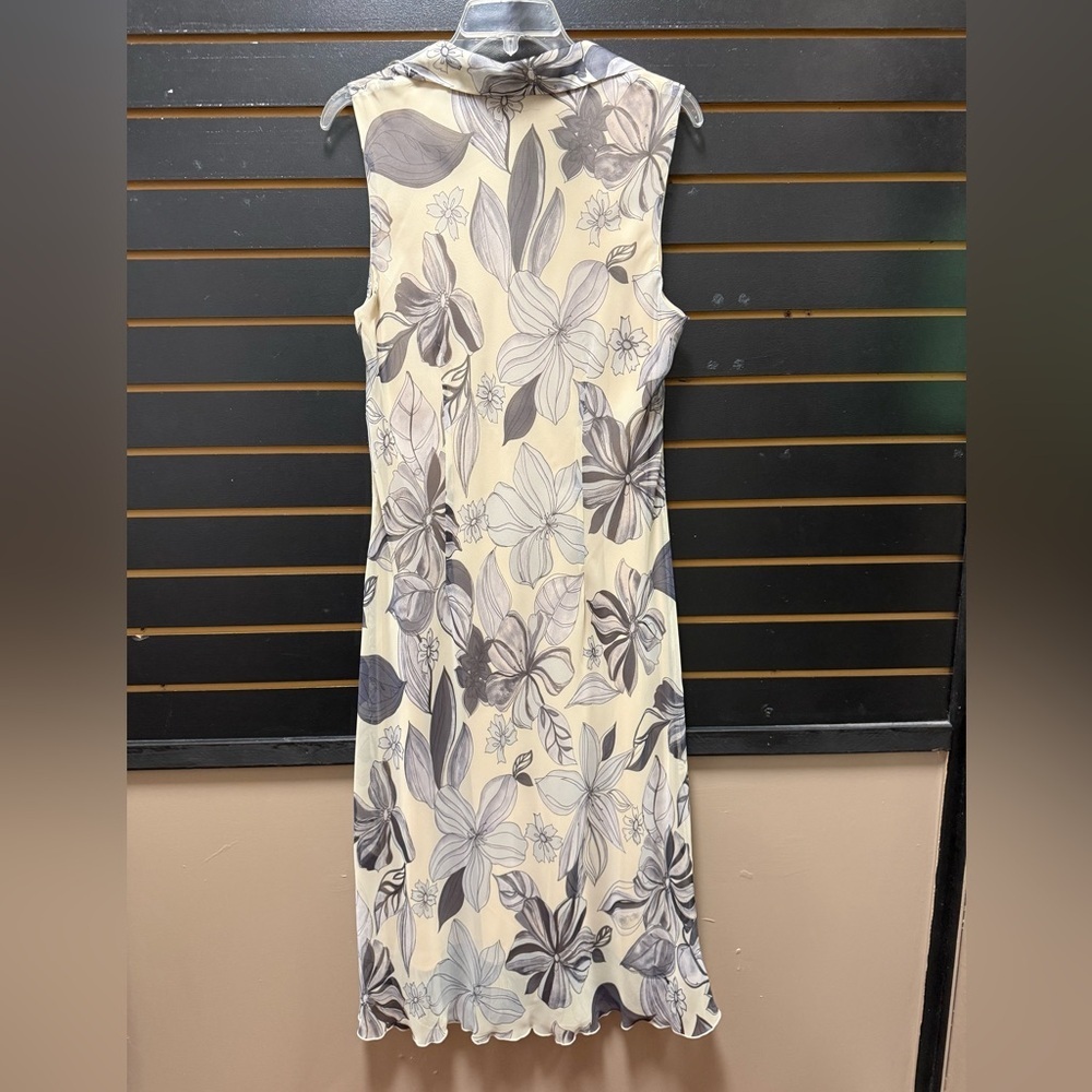 Vintage Believe Y2K Floral Midi Dress Size 14 Beige Gray Cottagecore Fairycore - Picture 4 of 5